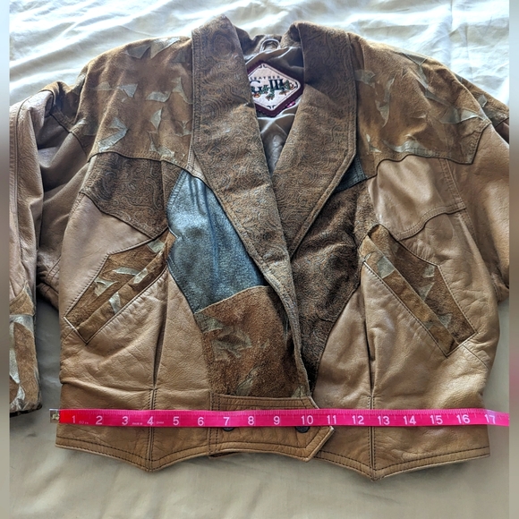 VTG G III 80's Brown Suade Leather Paisley Jacket Sz Small W/Shoulder Pa… - Picture 11 of 17